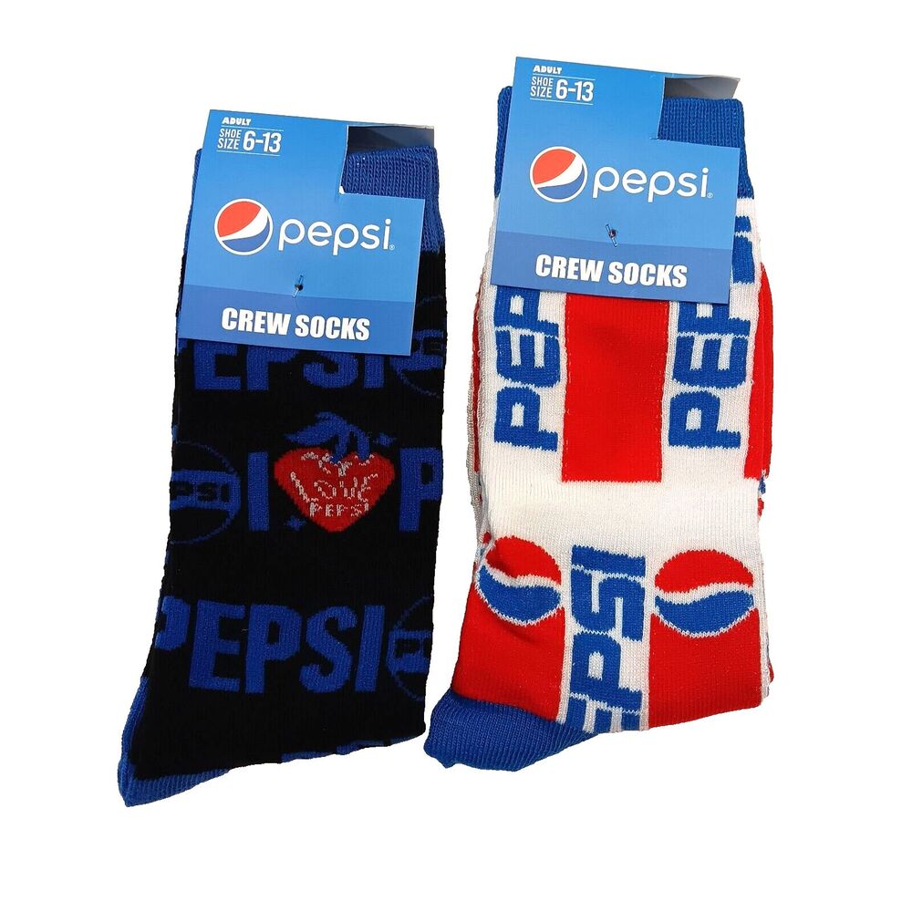Pepsi Soda Pop Novelty 2 Pair Adult Men Crew Size 6-12 NWT